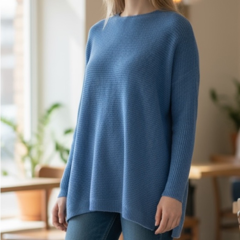 J.Jill Cozy Blue Knit Pullover Sweater